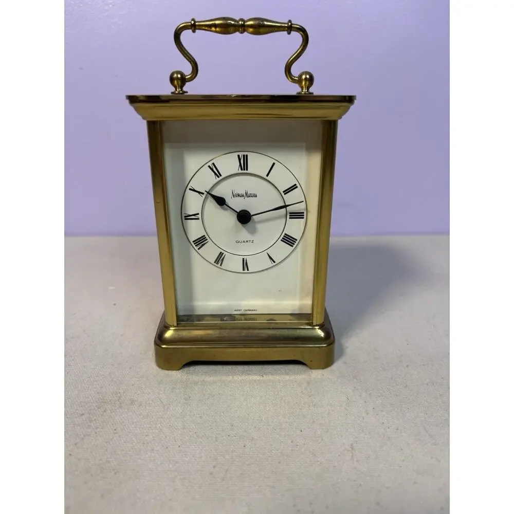 Neiman Marcus Quartz Gold Tone Carriage Clock West Germany